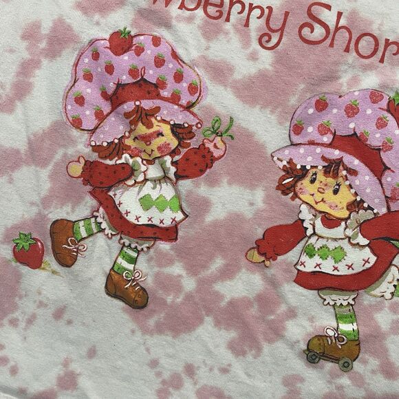 Strawberry Shortcake Graphic Tee Pink Cow Print Top Size Large - Picture 3 of 7